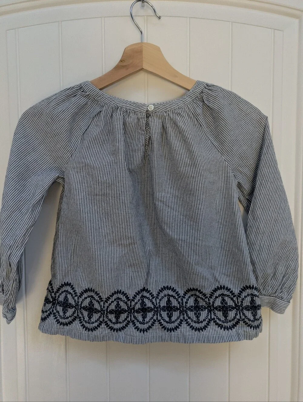 GAP Kids Striped and Embroidered Peasant Top